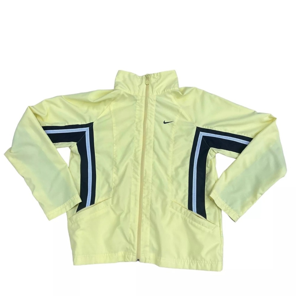 VTG Nike Lightweight ZIP Up Windbreaker Jacket Mock Neck Womens Size S Yellow